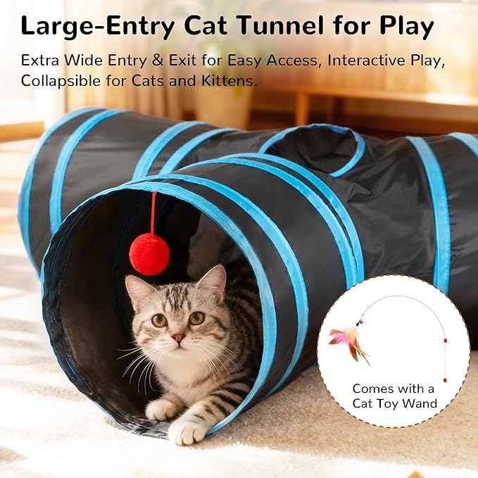 Pet Cat Tunnel Tube Toys 3 Way Tunnels for Indoor Cats