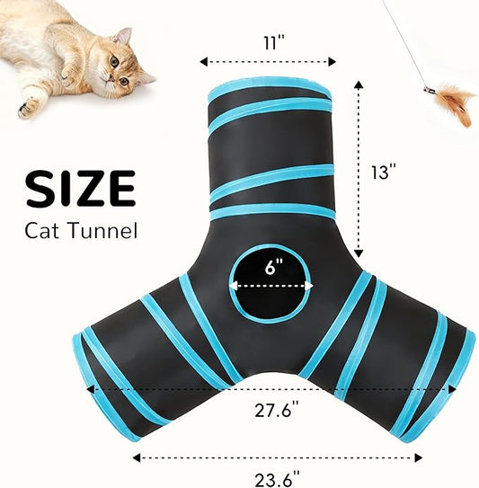 3-Way Cat Tunnel Tube — Interactive Play Toy for Indoor Cats