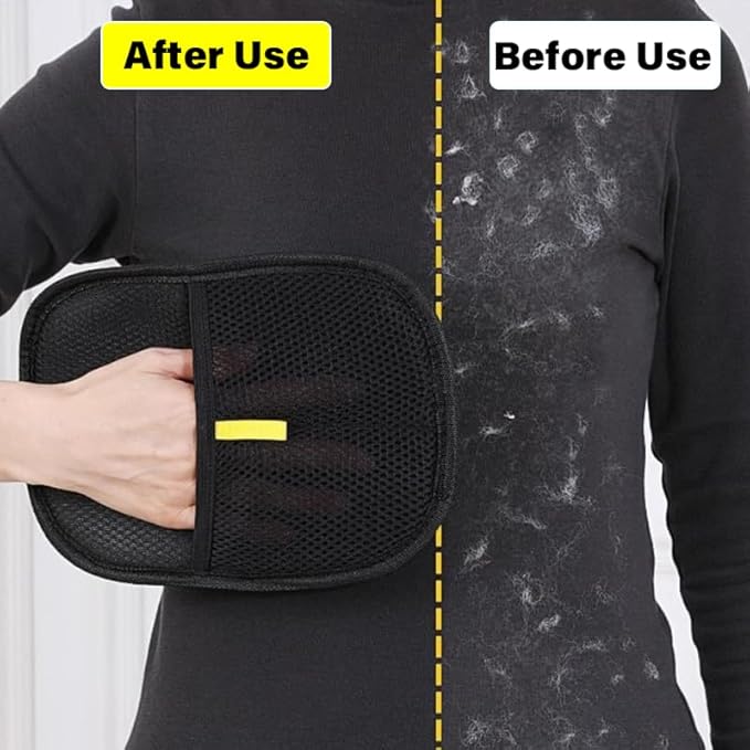 Pet Grooming Gloves for Dogs & Cats - Double-Sided Hair Remover for Shedding & Fleas