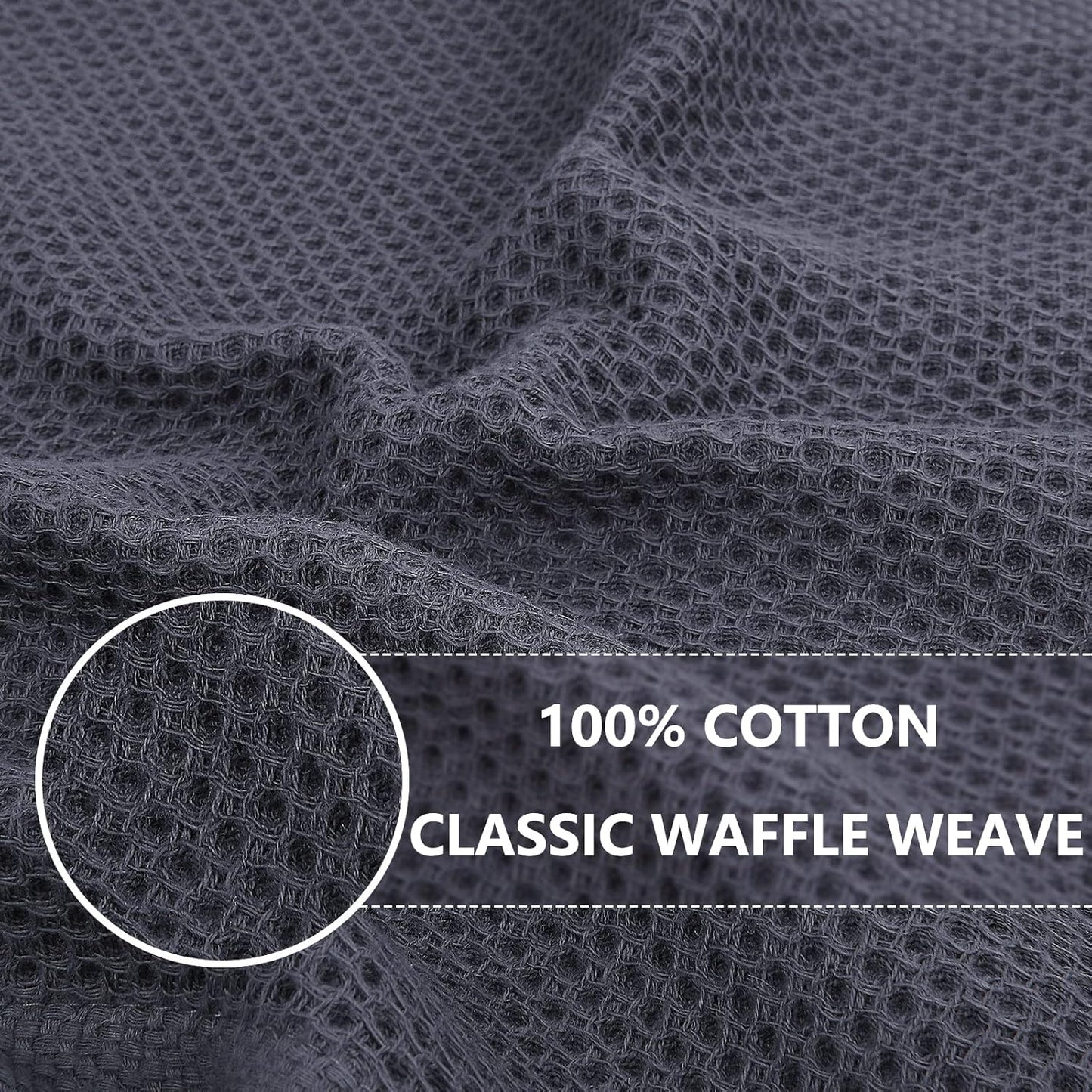 100% Cotton Waffle Weave Kitchen Dish Cloths, Ultra Soft Absorbent Quick Drying Dish Towels, 12 x 12 Inches, 6-Pack