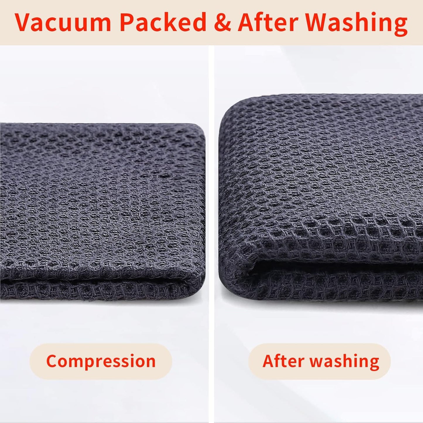 100% Cotton Waffle Weave Kitchen Dish Cloths, Ultra Soft Absorbent Quick Drying Dish Towels, 12 x 12 Inches, 6-Pack
