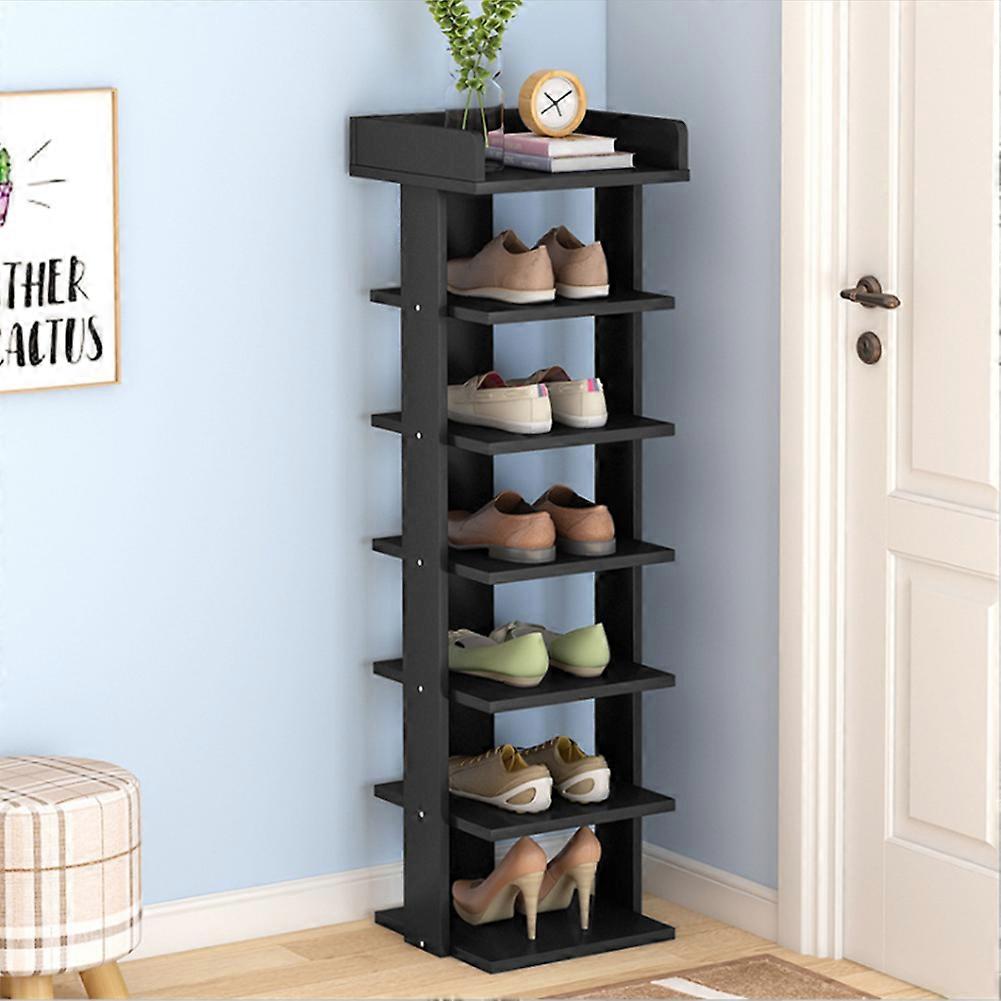 7 Tier Wooden Shoe Rack Hallway Tall Slim Shoe Storage Shelf Cabinet