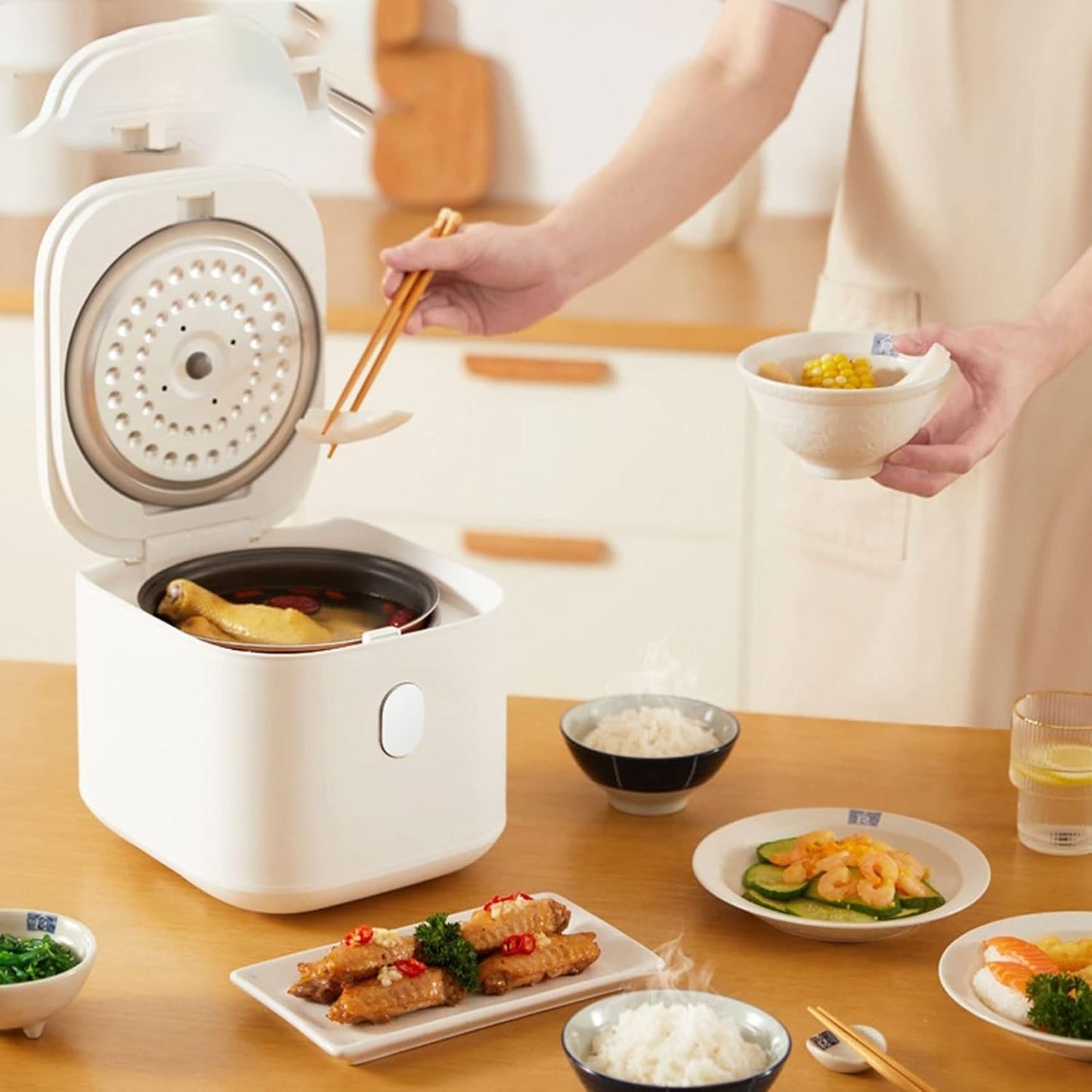 Mini electric rice cooker, dorm-style domestic rice cooker for 12 people, pot