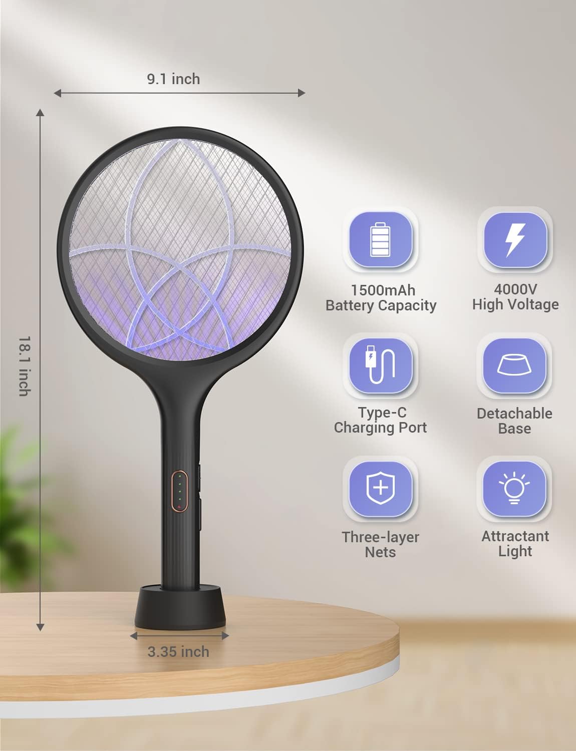 Rechargeable Electric Bug Zapper Racket