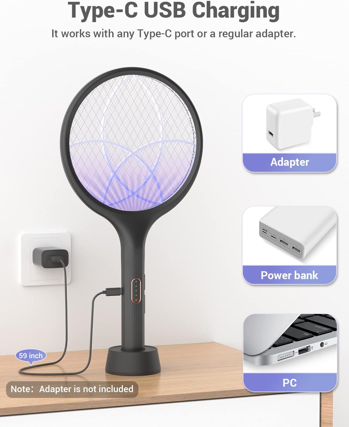 Rechargeable Electric Bug Zapper Racket
