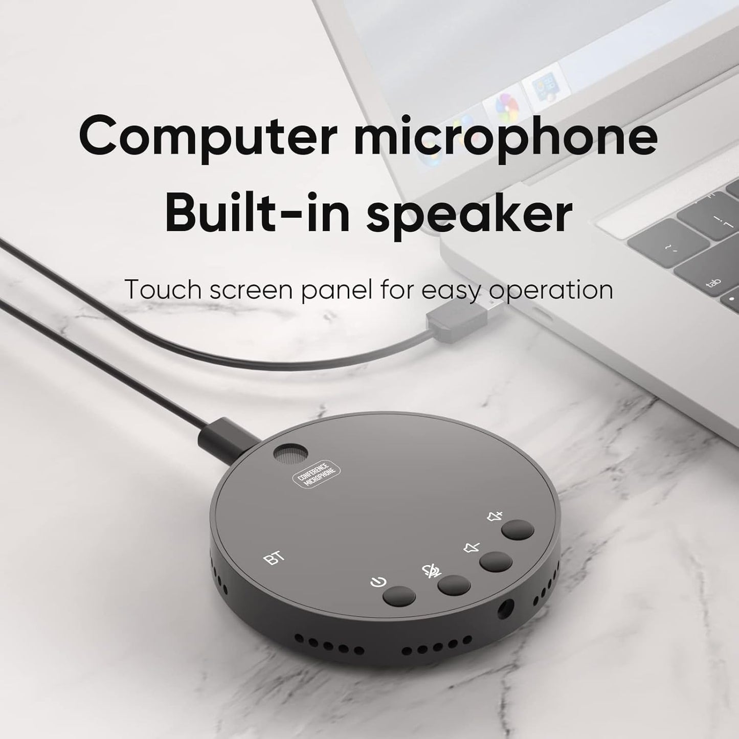 Bluetooth 5.0 desktop usb microphone,360 omnidirectional condenser computer microphone,mute/volume function with speaker
