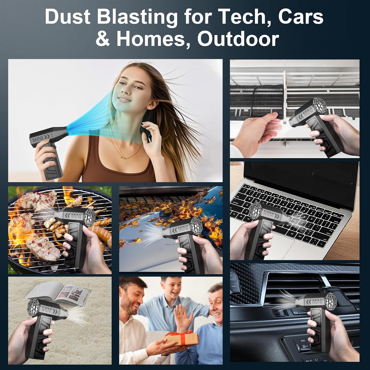 Compressed Air Duster 90000RPM Mini Air Blower for Computer