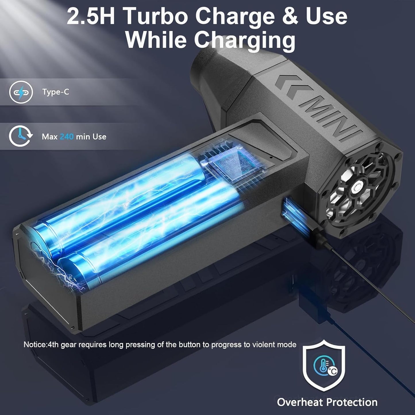 Compressed Air Duster 90000RPM Mini Air Blower for Computer
