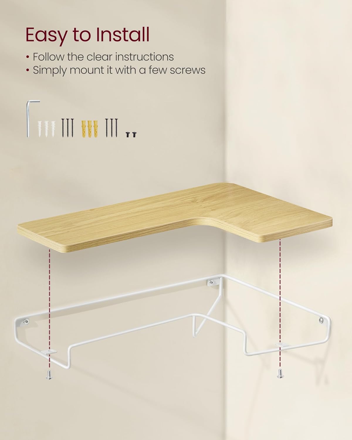 Floating Shelves, Set of 2, L-Shaped Corner Shelves for Wall, Corner Wall Shelf, Industrial Style, for Living Room, Bedroom, Kitchen.