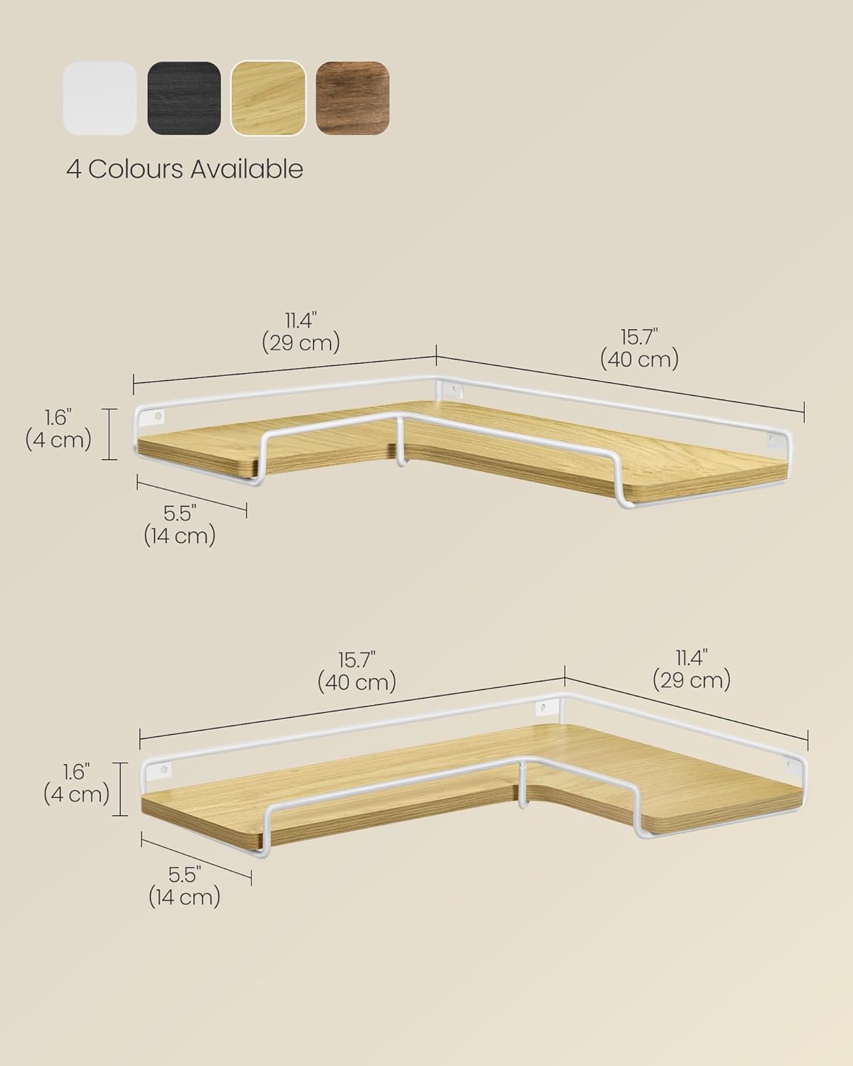 Floating Shelves, Set of 2, L-Shaped Corner Shelves for Wall, Corner Wall Shelf, Industrial Style, for Living Room, Bedroom, Kitchen.