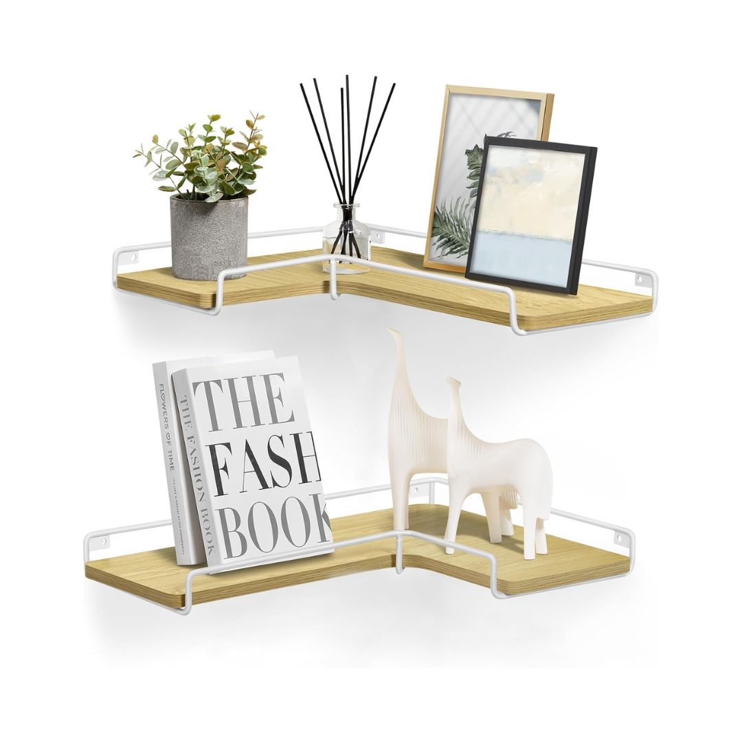 Floating Shelves, Set of 2, L-Shaped Corner Shelves for Wall, Corner Wall Shelf, Industrial Style, for Living Room, Bedroom, Kitchen.