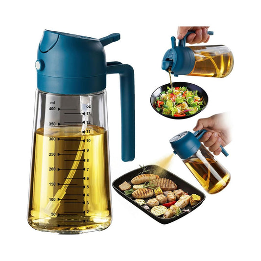 Glass Olive Oil Sprayer Bottle — 2-in-1 Dispenser for Air Fryer, BBQ & Salad, 16oz