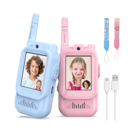 Kids Video Walkie Talkies Set of 2 — Rechargeable with Camera & Voice Changer