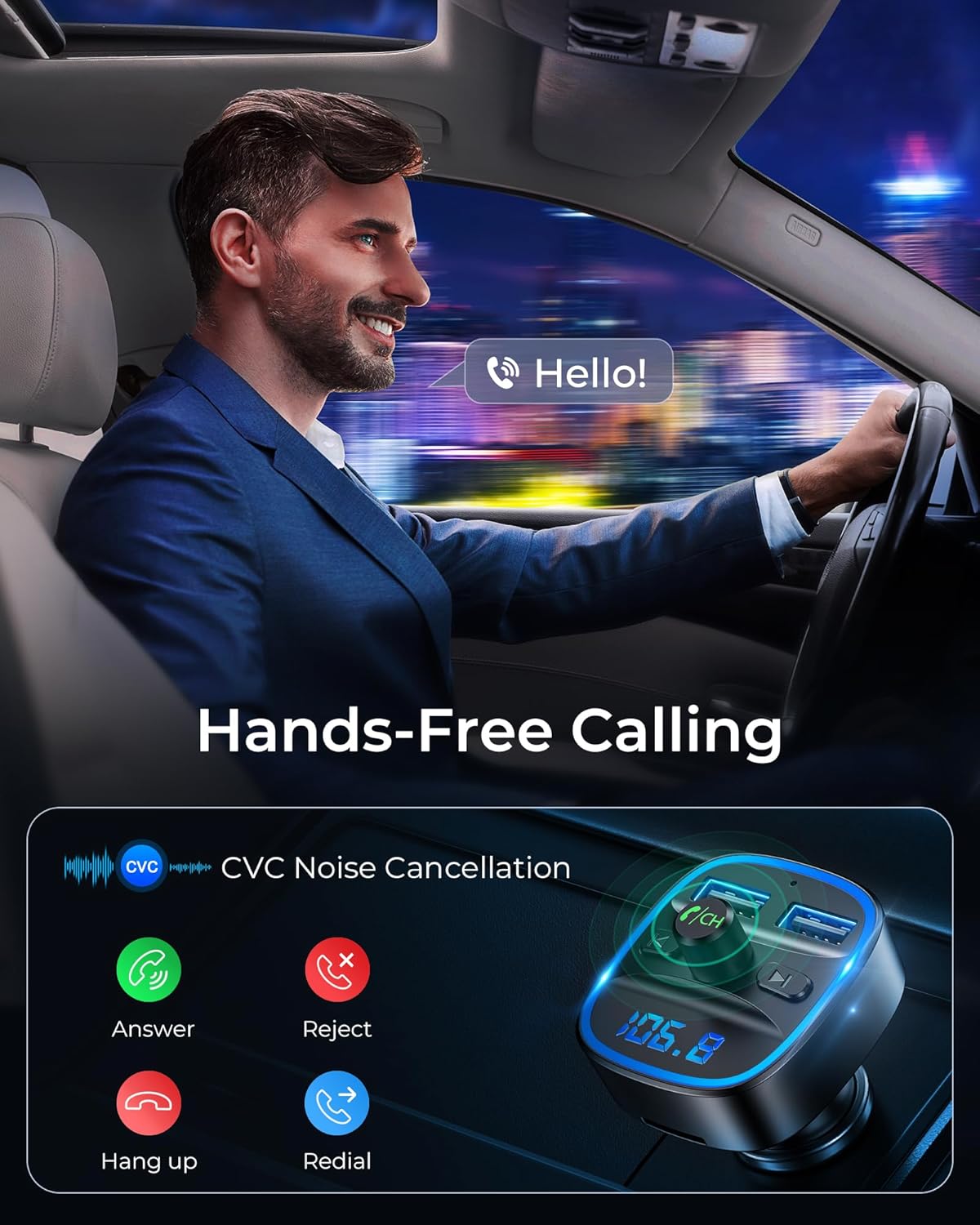 LENCENT CAR FM TRANSMITTER Bluetooth Car FM Transmitter Bluetooth Car MP3 Player Wireless Radio Adapter Kit