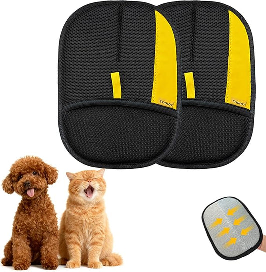 Pet Grooming Gloves for Dogs & Cats - Double-Sided Hair Remover for Shedding & Fleas