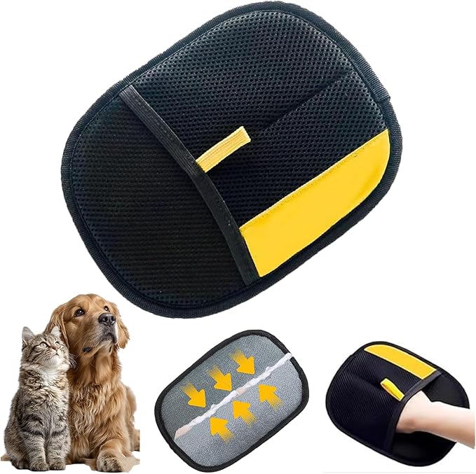 Pet Grooming Gloves for Dogs & Cats - Double-Sided Hair Remover for Shedding & Fleas
