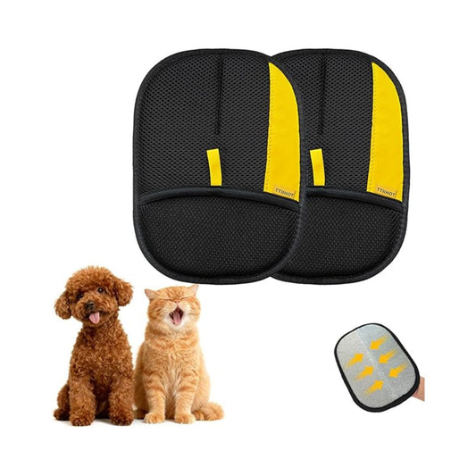 Pet Grooming Gloves — Double-Sided Deshedding & Flea Remover for Dogs & Cats