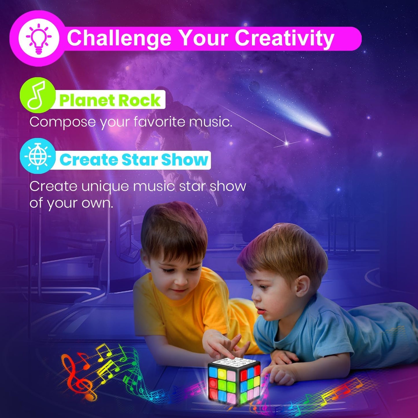 Rechargeable Game Handheld Cube 15 Fun Brain and Memory Games with Score Screen