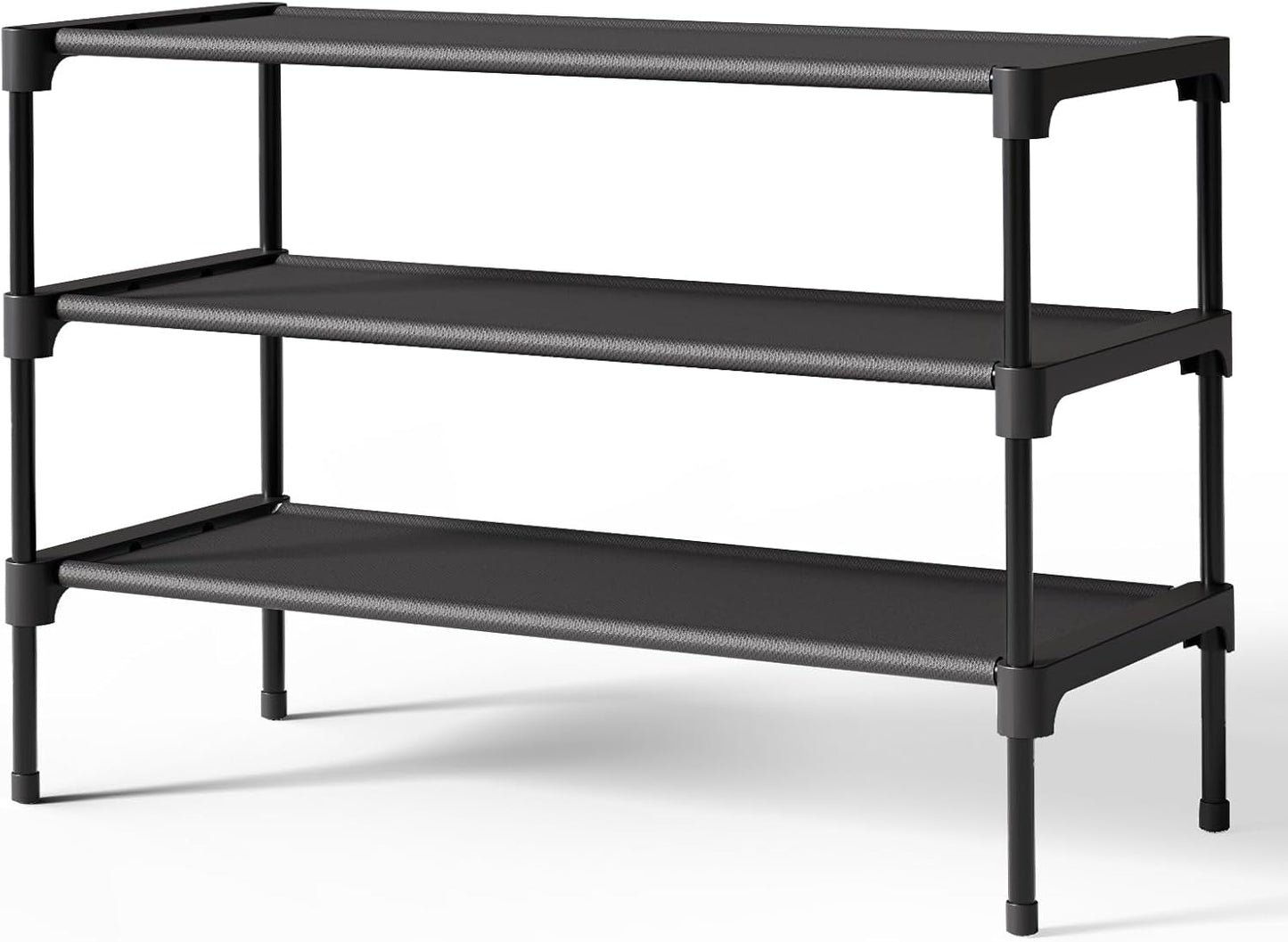 Shoe Rack - Premium non-woven shoe rack, suitable for closets, entryways, garages, and hallways. Sturdy and durable, stackable long shoe rack, black.