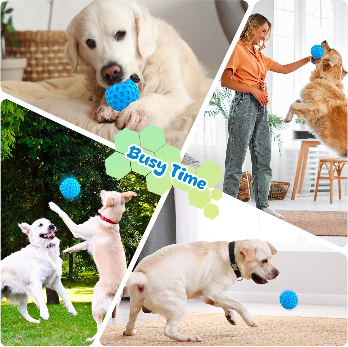 Tough Dog Chew Toy Indestructible Dog Chew Ball for Aggressive Chewers Interactive Squeaky Ball Toy