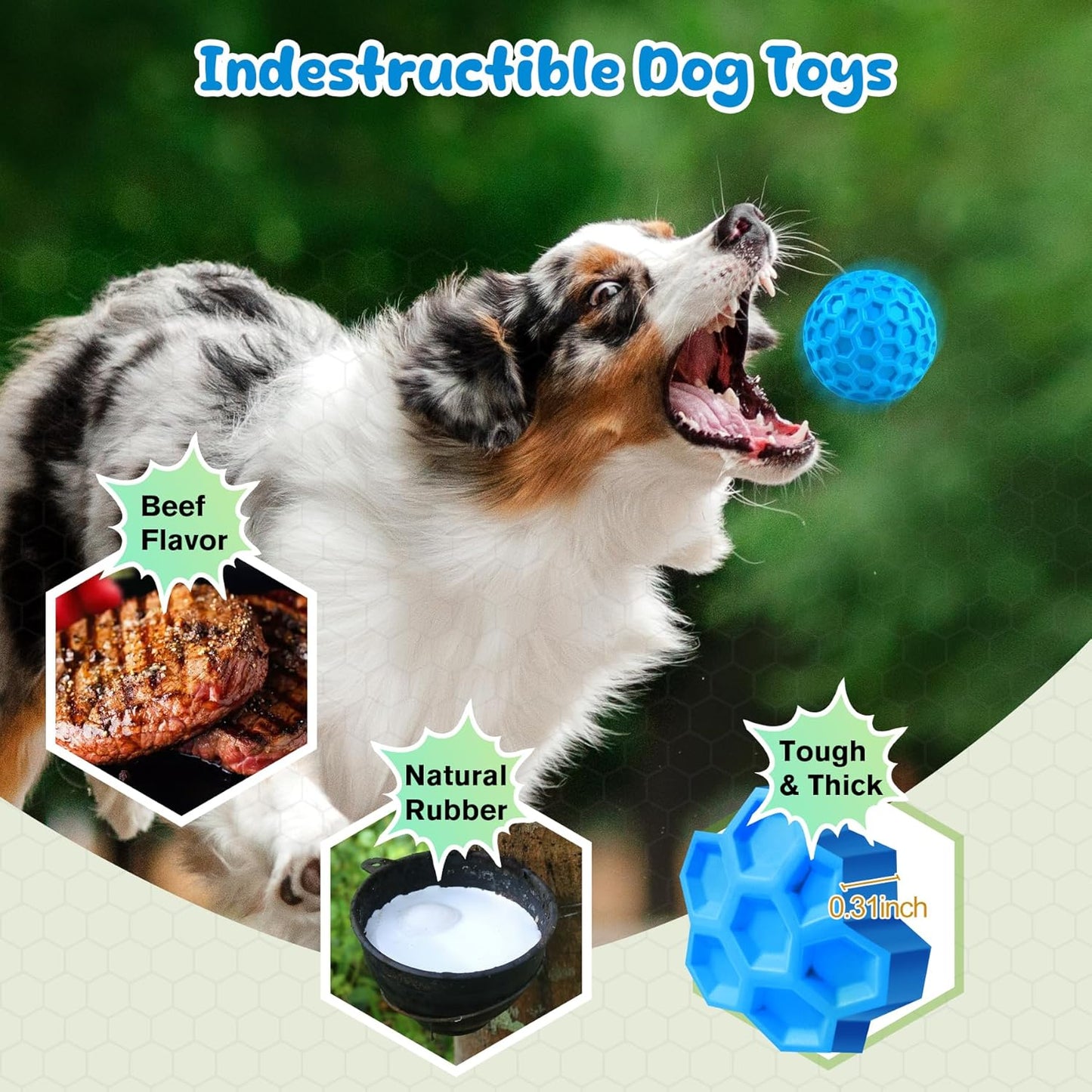 Tough Dog Chew Toy Indestructible Dog Chew Ball for Aggressive Chewers Interactive Squeaky Ball Toy