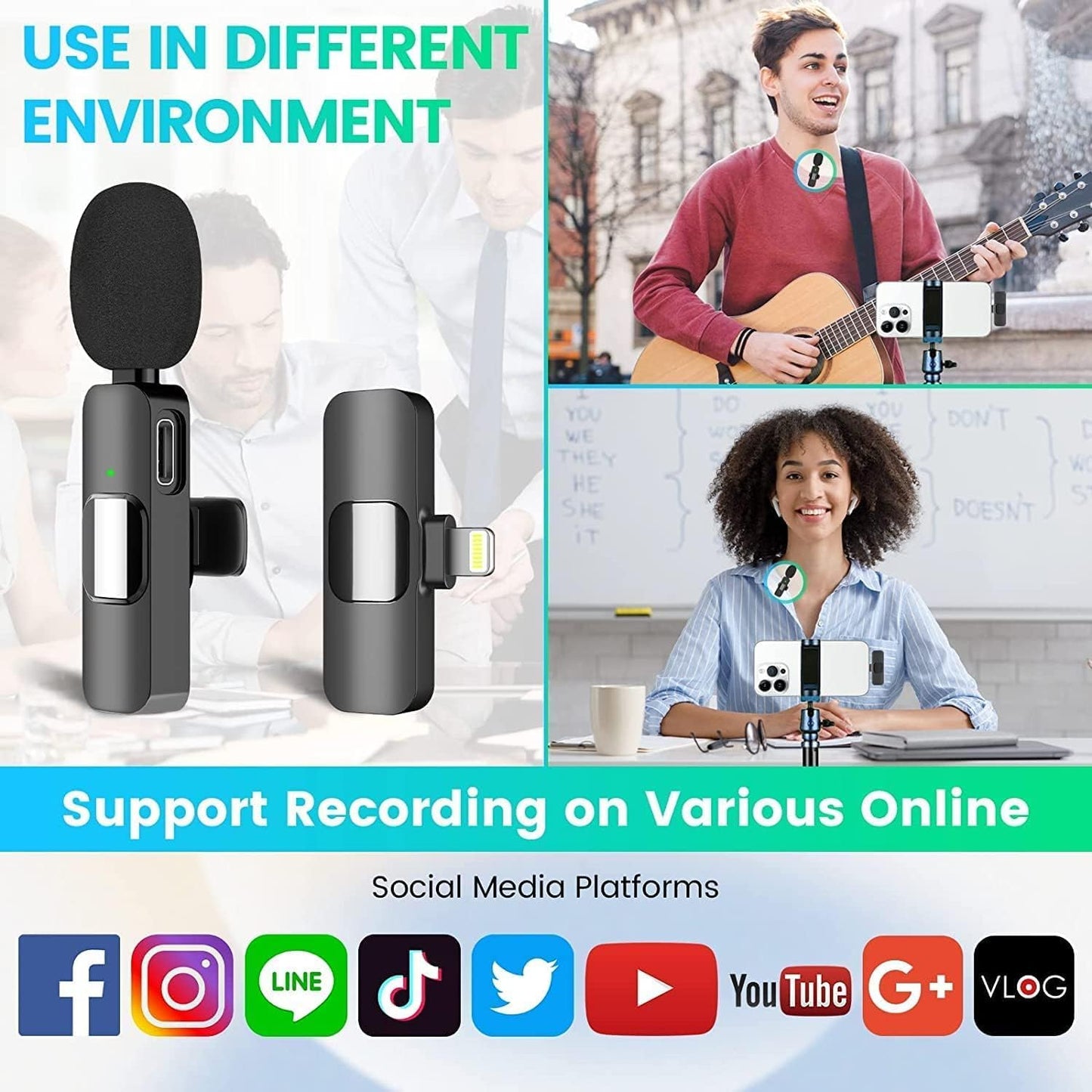 Wireless Microphone For Iphone Ipad, Mini Microphone, Wireless Microphones, Wireless Lavalier Microphone, Clip-on Microphones, Microphone For Iphone V