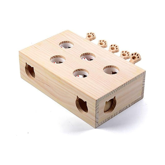 Wooden Whack-a-Mole Cat Toy — Interactive Wooden Puzzle Toy for Cats