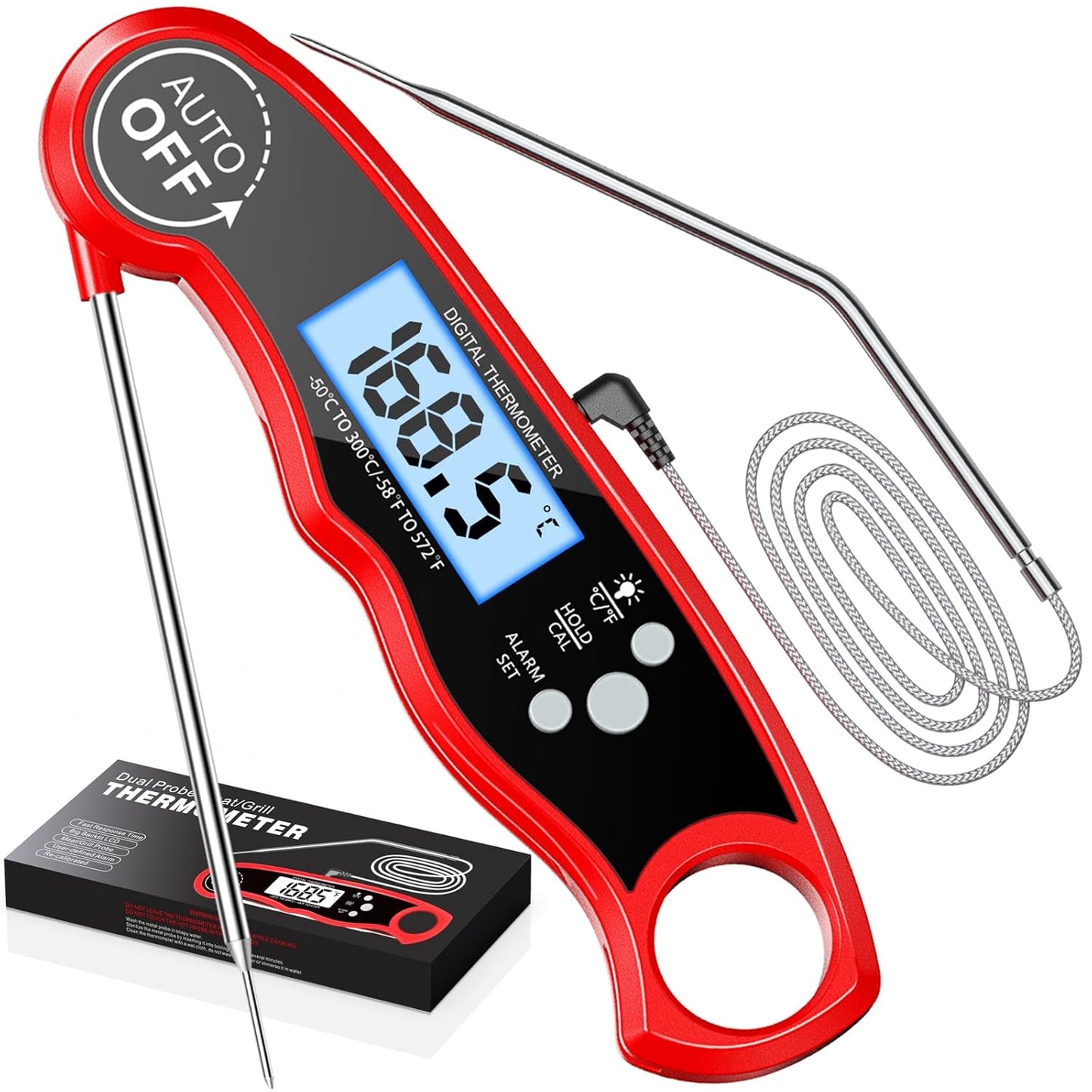 Meat Thermometer Digital, Instant Read Food Thermometer with Dual Probe