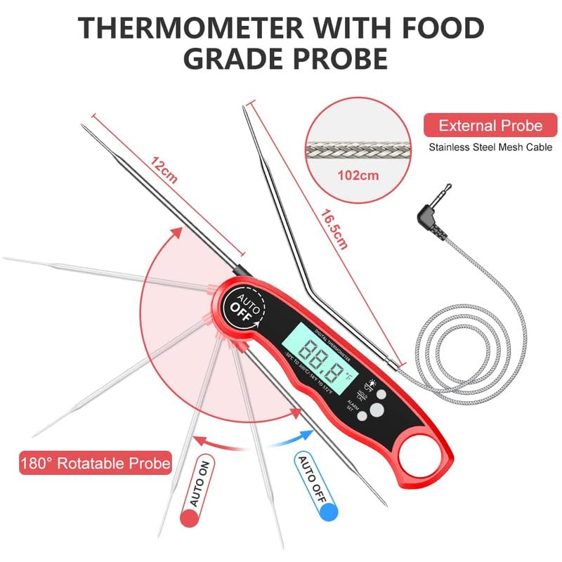 Meat Thermometer Digital, Instant Read Food Thermometer with Dual Probe